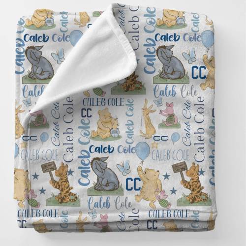 Personalized Pooh Bear Blanket | Soft Nursery Swaddle | Winnie the Pooh Baby Gift | Perfect for Boys, Girls & Baby Showers