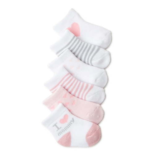 Carter's Child of Mine 0-6 Months Cotton Polyester Spandex Baby Girl Mommy Crew Cut Socks, 6 Pack