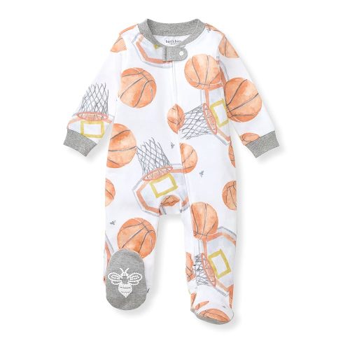 Burt's Bees Baby Boys' Organic Cotton Loose Fit Sleep and Play One-Piece Zip Front Footed Pajamas