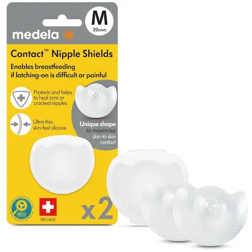 Medela Contact Nipple Shields, Medium 20mm | For Latching Difficulties during Breastfeeding, Flat or Inverted Nipples