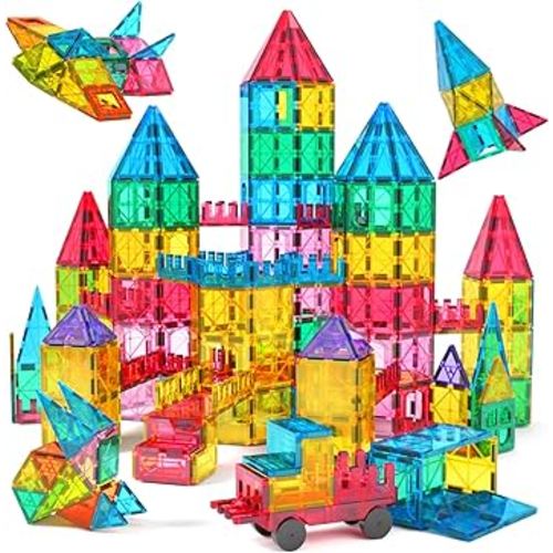 Jasonwell 65pcs Magnetic Tiles Building Blocks Set for Boys Girls Preschool Educational Magna Construction Kit Stacking STEM Toys Birthday Gifts for Kids Toddlers 3 4 5 6 7 8 9 10 + Year Old