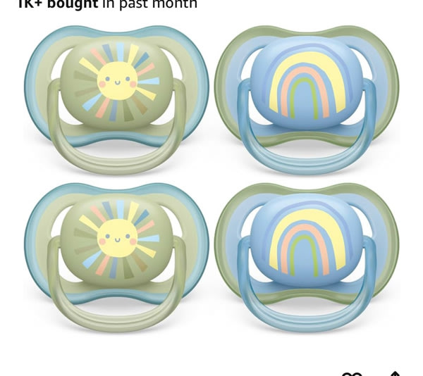 Philips Avent Ultra Air Pacifier - 4 x Light, Breathable Baby Pacifiers for Babies Aged 0-6 Months, BPA Free with Sterilizer Carry Case (Model SCF085/49)
