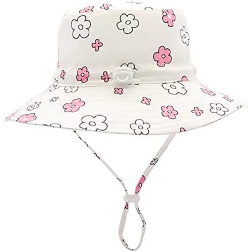 Baby Girl Sun Hat Summer Beach Hats with UPF 50+ Toddler Infant with Wide Brim Strap Outdoor Bucket Hat
