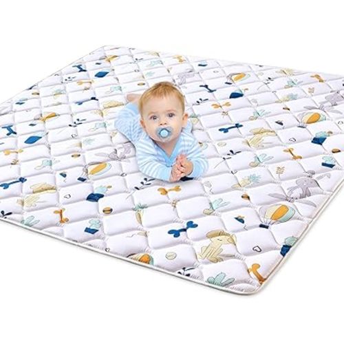 Premium Baby Play Mat 50" X 50", Thicken Foam One-Piece Crawling Mat, Non-Slip Cushioned Baby Playmats for Infants, Babies, Toddlers, Foldable and Machine Washable