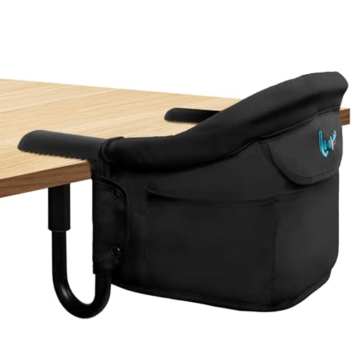 Hook on High Chair,Portable Foldable High Chair for Babies 6-36 Months, Includes Storage Bag (Black)