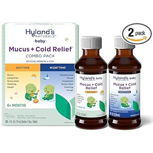 Hyland's Baby Mucus and Cold Relief, Day & Night Value Pack, Infant And Baby Cold Medicine, Decongestant And Cough Relief, 8 Fl Oz