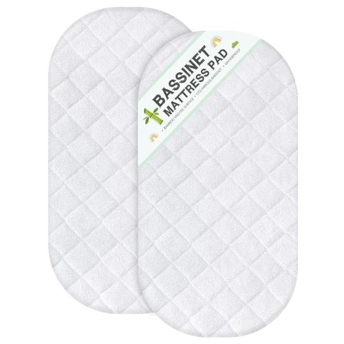 Bassinet Mattress Protector, Fits 15" x 30" Graco Sense2Snooze and Dream On Me Lacy Bassinet, 2 Pack, Viscose Made from Bamboo Surface, Waterproof, Washer & Dryer