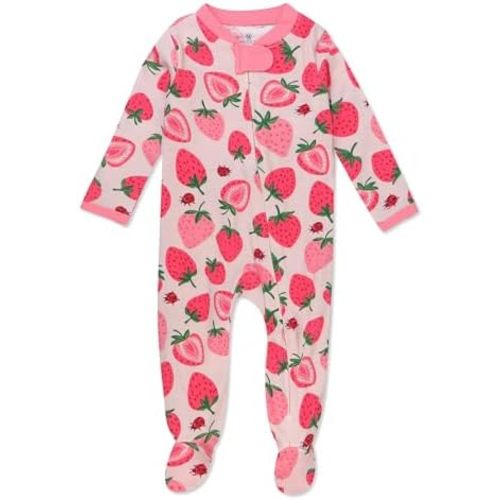 HonestBaby Sleep and Play Footed Pajamas One-Piece Sleeper Jumpsuit Zip-Front Pjs Organic Cotton for Baby Girls, Unisex