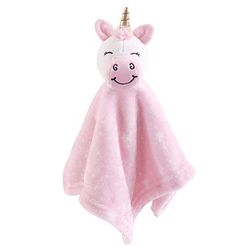 Hudson Baby Unisex Baby Animal Face Security Blanket, Pink Unicorn, One Size