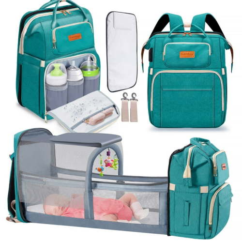 Diaper Bag Backpack, 16 Large Pockets Multifunctional Portable Baby Travel Bags for Boys Girls, 900D Waterproof Baby Diaper Bag,Green