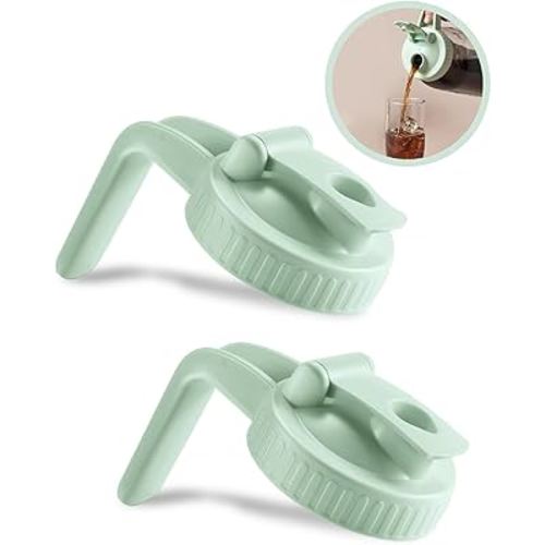 2 Pack Wide Mouth Mason Jar Lids V-Shaped with Handle, Mason Jar Pour Spout Lid with Extended Flip Lid Easy to Open, Airtight Leak Proof and Durable