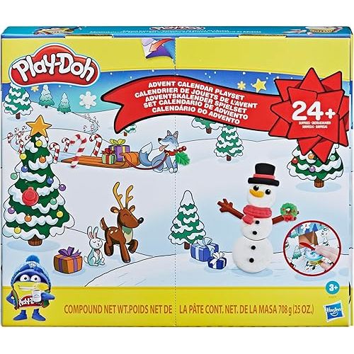Play-Doh Advent Calendar Toy for Kids 3 Years and Up with Over 24 Surprise Accessories, Playmats, and 24 Cans, Assorted Colors, Non-Toxic