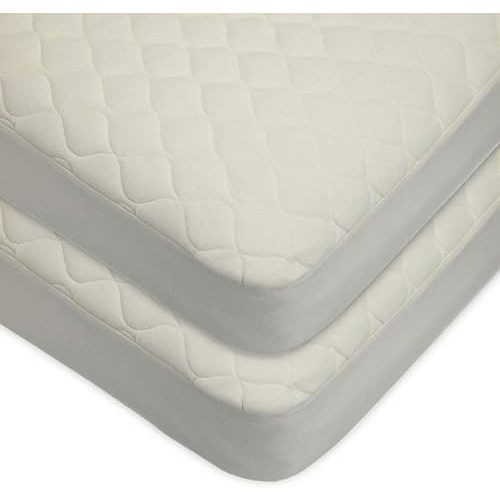 TL Care Waterproof Quilted Crib Size Fitted Mattress Cover Made with Organic Cotton Top Layer, Natural Color, 2 Pack