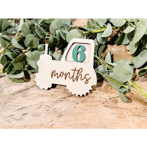 Tractor Baby Monthly Milestone Marker, Boy Monthly Photo Sign, Milestone Discs, Baby Shower Gift, Baby Photo Props, Boy First Year Photos