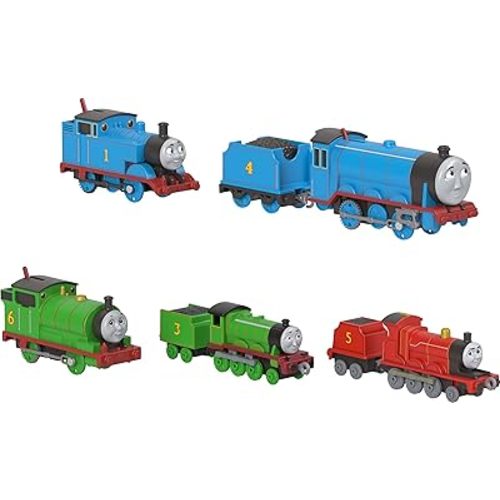 Thomas & Friends Toy Trains by Fisher-Price, 2 Large Die-Cast Engines & 3 Motorized Trains with Classic Characters, Includes Playmat (Amazon Exclusive)