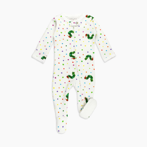 L'ovedbaby World of Eric Carle Organic 2-Way Zipper Footie - Caterpillar, 3-6 M