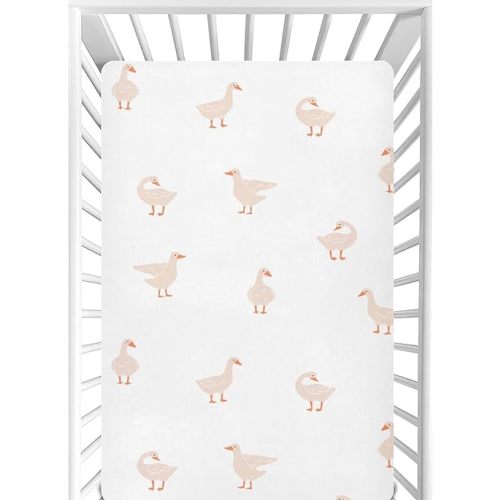 CaTaKu Mini Crib Sheets Fitted for Girls Boys Cute Gooses Duck Baby Crib Sheets, Neutral Mattress Sheets Nursery Toddler Bed Sheets 28"x 52"
