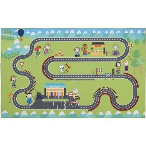 Peanuts Cozy Home Playroom Roadmap Multicolor 3'3" x 5'3" Area Rug