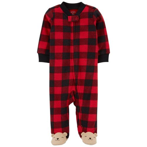 Buffalo Check Zip-Up Fleece Sleep & Play - Red/Black
