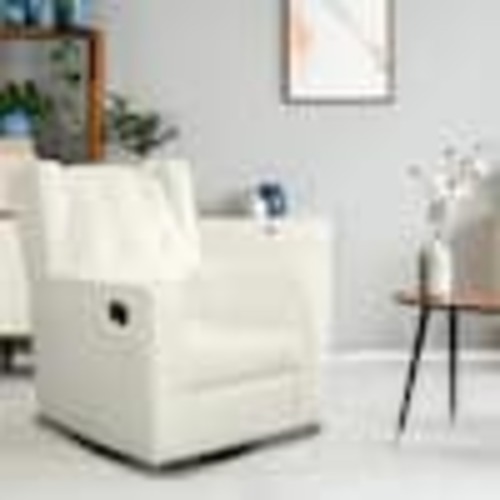 MAYKOOSH White Microfiber Recliner Swivel Glider Rocker Recliner 24853