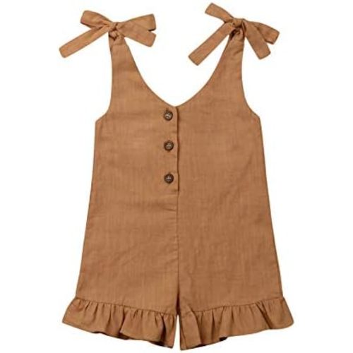 GOOCHEER Toddler Kids Baby Girl Summer Clothes Solid Strap Romper Bodysuit Jumpsuit Playsuit Overalls Outfit