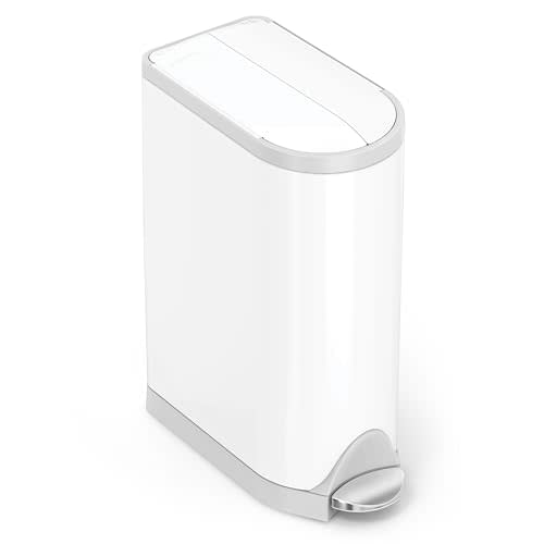 simplehuman Diaper Can with Odorsorb System (Odorsorb Pods and Odorsorb Liners), 18 Liter/ 4.8 Gallon, White Stainless Steel