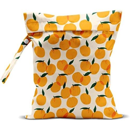 Wet Bag, Wet Dry Bag, Wet Bag for Swimsuit, Travel, Beach, Pool, Diapers, Dirty Yoga Gym Clothes, Makeup Bag, Waterproof Reusable Fruit D閏or Orange Strawberry