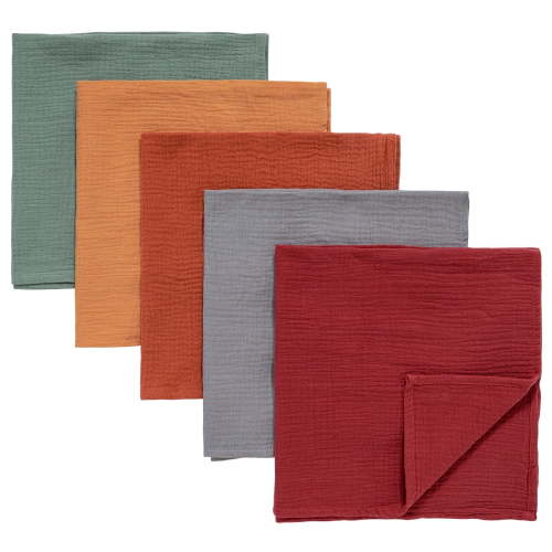 Gllquen Baby 5-Pack Muslin Swaddle Blankets, Neutral Burp Cloths Receiving Blankets for Newborn Infant Boys and Girls, Breathable and Skin-Friendly Swaddle Wrap, Carols