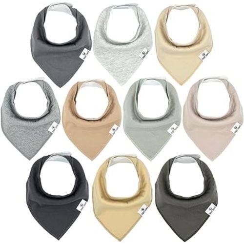 DiaperSquad's 10-Pack Baby Bibs for Drooling and Teething, Bibs for Boys, Baby Girl - Solid Cotton Baby Drool Bibs