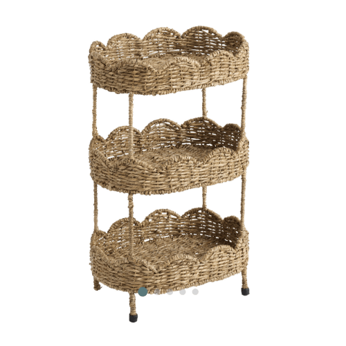 Daisy Oval Natural Seagrass Scalloped 3 Tier Storage Tower - World Market