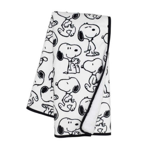 Classic Snoopy Minky and Faux Shearling Baby Blanket - White/Black – Lambs & Ivy