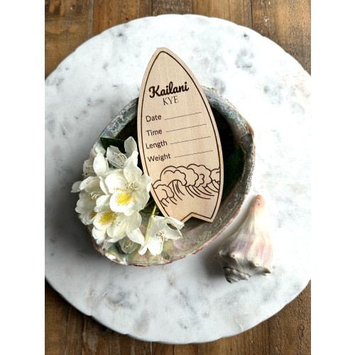 Surfboard Baby Stats / Ocean Birth Announcement / Ocean Wave Name Sign /Ocean Nursery Decor / Baby Shower Gift / Surfer Baby