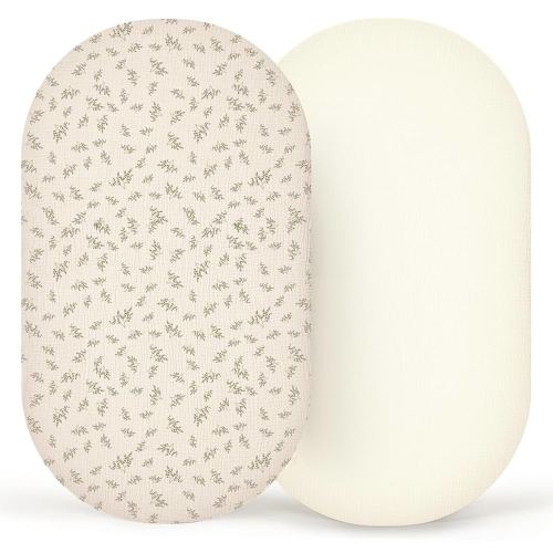 lulumoon Muslin Bassinet Sheets Baby: Cotton Bassinet Fitted Sheets for Boys and Girls - Bassinet Sheets for Oval Rectangle or Hourglass Mattress