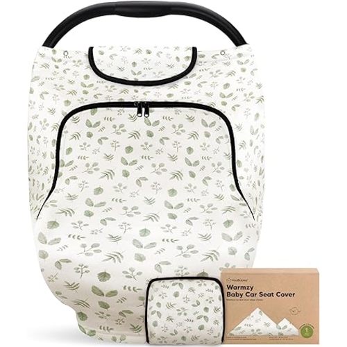 Car Seat Cover for Babies - Baby Car Seat Canopy for Spring, Autumn, Winter - Universal Stretch Fit Car Seat Cover for Babies, Boys, Girls - Breastfeeding Nursing Cover - Infant Carseat Cover (Laurel)
