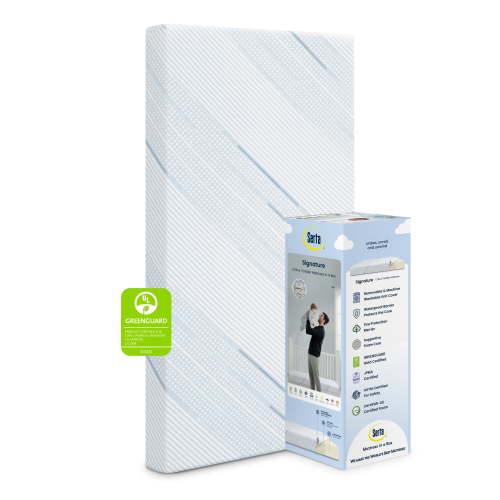 Serta Signature Dual Sided 5" Crib /Toddler Mattress in a Box, GREENGUARD Gold, Firm Plant-Based Foam