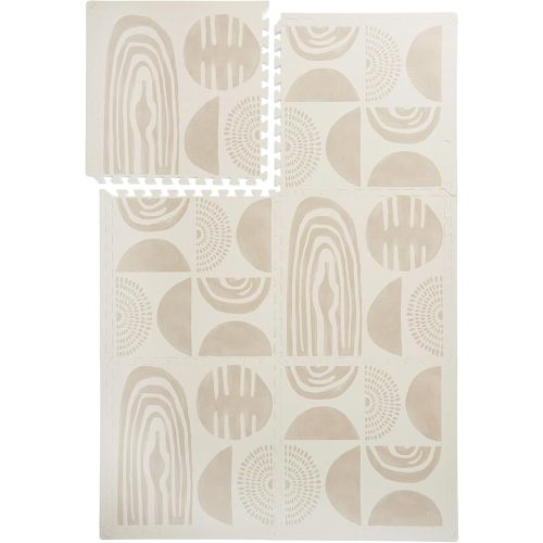 Premium Exercise & Baby Foam Play Mats - Stylish & Large Non-Toxic Odorless Floor Mat - 6 Tiles - Spacious 6ft x 4ft - Peel-Resistant Reinforced Ver.- Soft Thick, Waterproof - Desert Sand