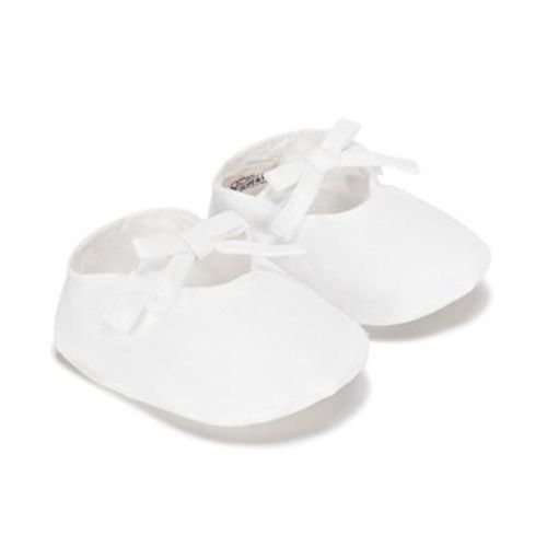 Hope & Henry Baby Linen Bow Front Soft Shoe, Soft White Linen Bow, 0-3 Months