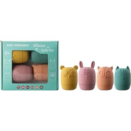 BABY REMEMBER 4 PCS Baby Bath Toys 100% Food Grade Silicone Bath Toy for Baby Pool Toys(4PCS) : Toys & Games