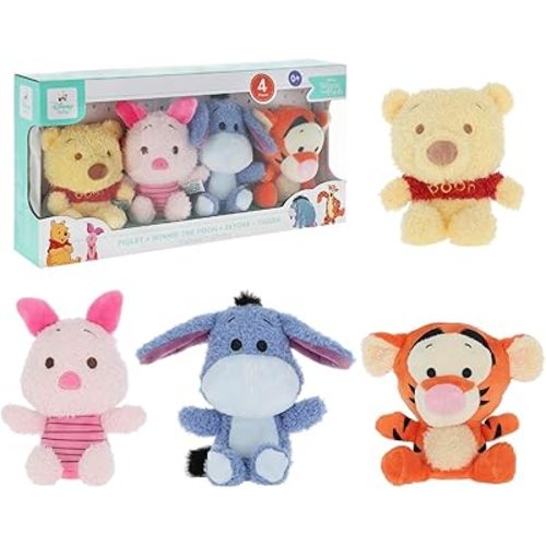 KIDS PREFERRED Disney Baby Winnie The Pooh 4 Piece Cuteeze Gift Set Plush Collector Set of Stuffed Animals, Winnie Piglet Eeyore & Tigger Baby Toy