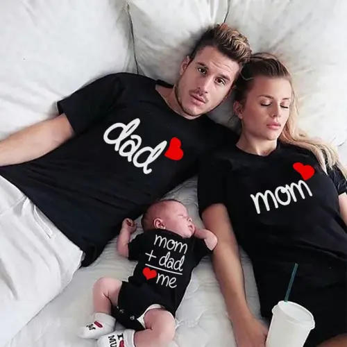 Jiangkao Family Look Daddy Mommy and Me T-shirt Family Match Clothes,1pack