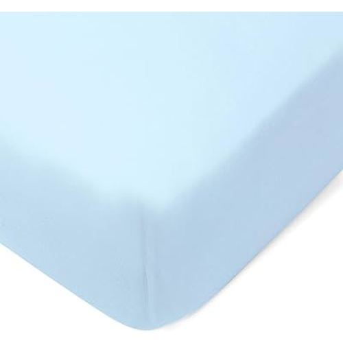 HonestBaby Fitted Crib Sheets Fits Standard Mattress Bassinet, Mini Prints 100% Organic Cotton Baby Boys, Girls, Unisex, Light Blue Fitted Crib Sheet, One Size