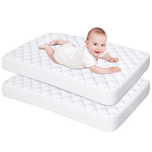 Bassinet Mattress Pad Cover Fit for Baby Delight/Mika Micky/Dream On Me Lotus/ANGELBLISS/KoolerThings (3 in 1) Bedside Sleeper, Waterproof Bassinet Mattress Protector Quilted Bassinet Sheets 2 Pack