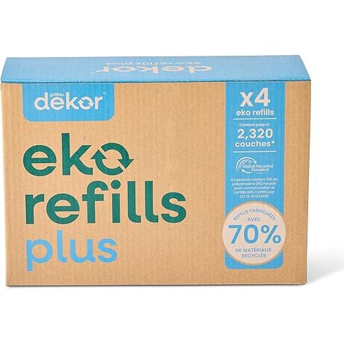 Diaper Dekor Eko Plus Refills, 4 Count | ONLY Eco-Friendly Diaper Pail Refills Made With 70% Recycled Materials | Quicker, Easier & More Cost Effective than Trash Bags | Unscented