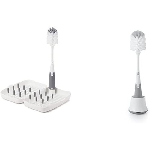 OXO Tot Travel Drying Rack + Bottle Brush Bundle | Portable Cleaning Accessories for Bottles, Parts, and More - Gray - Travel Drying Rack + Brush 1 Count