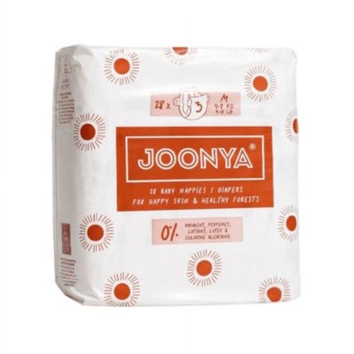 Joonya Baby Diapers **New Range** - NonToxic, Eco-Friendly, Ultra Slim, Overnight Use - Bulk Disposable Eco Diapers - Made in Denmark - Size 3 M (9-18 lb) - 1 Bag of 28