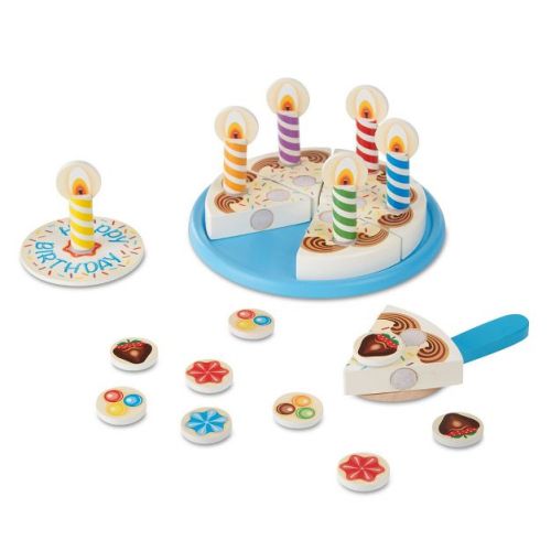 Melissa & Doug Birthday Party Cake - Wooden Play Food With Mix-n-match Toppings And 7 Candles
