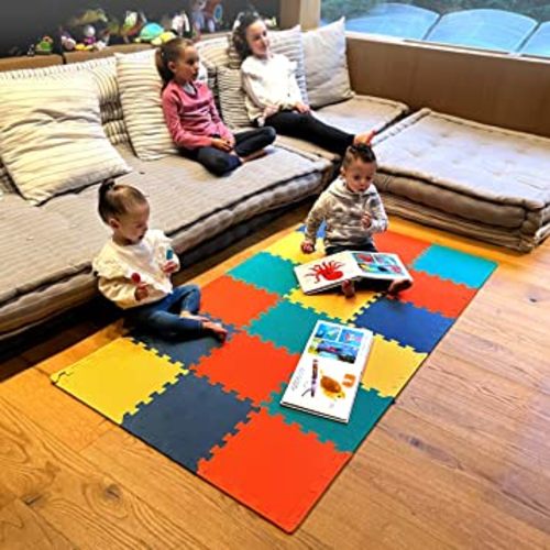 MioTetto Soft Non-Toxic Baby Play Mat | Toddler Playmat | Colorful Jigsaw Puzzle PlayMat | 16+2 Bonus Squares Foam Floor Mats for Kids & Babies | EVA Foam Interlocking Tiles for Gym, Nursery, Playroom