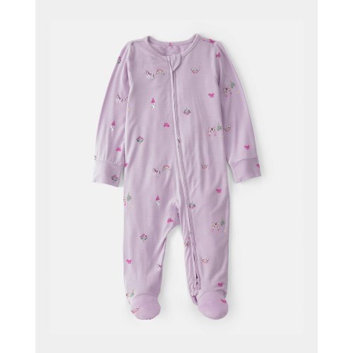 Baby Girl Fairytale 2-Way Zip PurelySoft Footie Sleep & Play Pajama - Purple | Carter's SIZE 6M