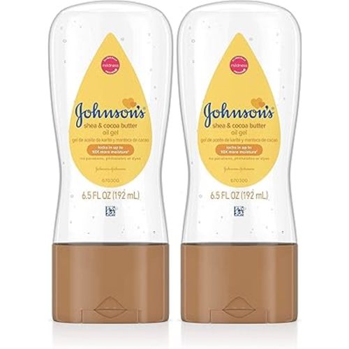 Johnson's Baby Oil Gel Enriched with Shea and Cocoa Butter, Great for Baby Massage, 6.5 fl. Oz (Pack of 2)