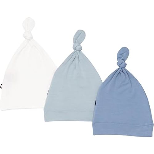 KYTE BABY Rayon Made from Bamboo Baby Beanie Hats - Super Soft Knotted Caps Available in Pattern and Solid Colors - 3 Pack